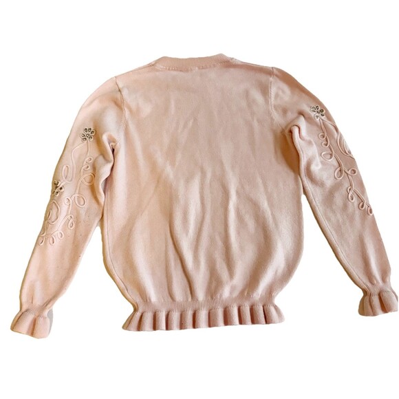 Ladies Feminine Pink Nanette Lepore LS Appliqué & Rhinestones Sweater Size S - Picture 5 of 5